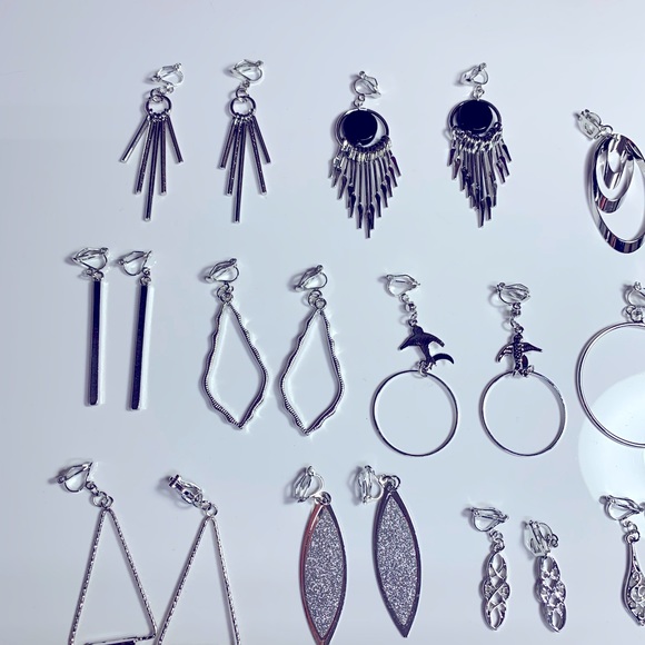 15 pairs of clip on earrings dangle hoops bars twist celtic new - Picture 4 of 4